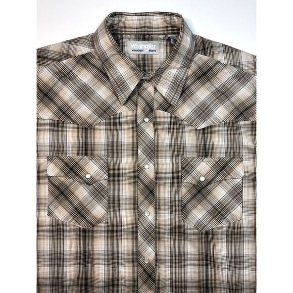 Wrangler Mens XL Wrancher Snap Shirt Plaid Short Sleeve Workwear Western Farm - Picture 1 of 10